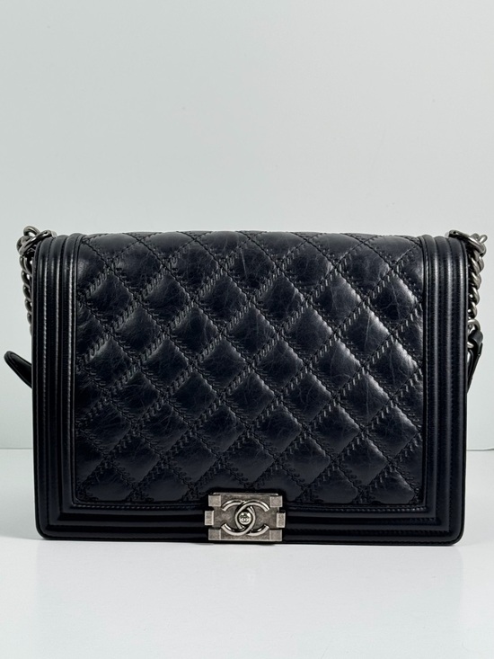 CHANEL Handbags - CHANEL Large Black Quilted Boy Flap Crossbody Bag (comes with Authentication)